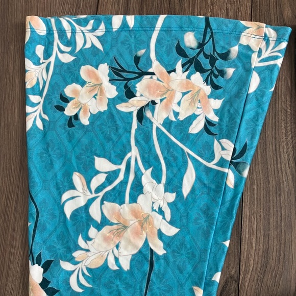 Free People Novella Royale The Janis Bell Bottoms Floral Print Turquoise Ivory M - Picture 6 of 7